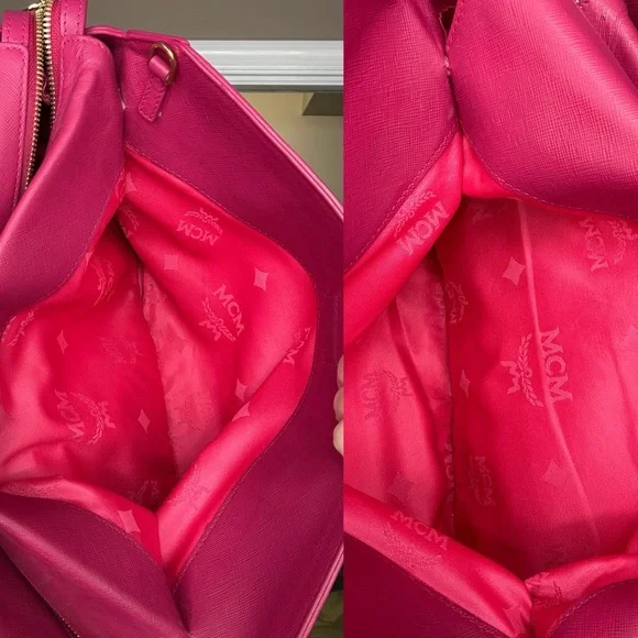 MCM Pink Saffiano Leather Structured Tote Satchel COA Included - Picture 8 of 10